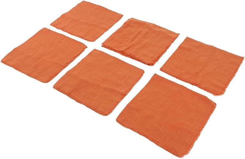 مجموعة مناديل العشاء القطنية البرتقالية من 6 قطع مع شراشف هامشية قابلة لإعادة الاستخدام لحفلات الزفاف والولائم - Image 2